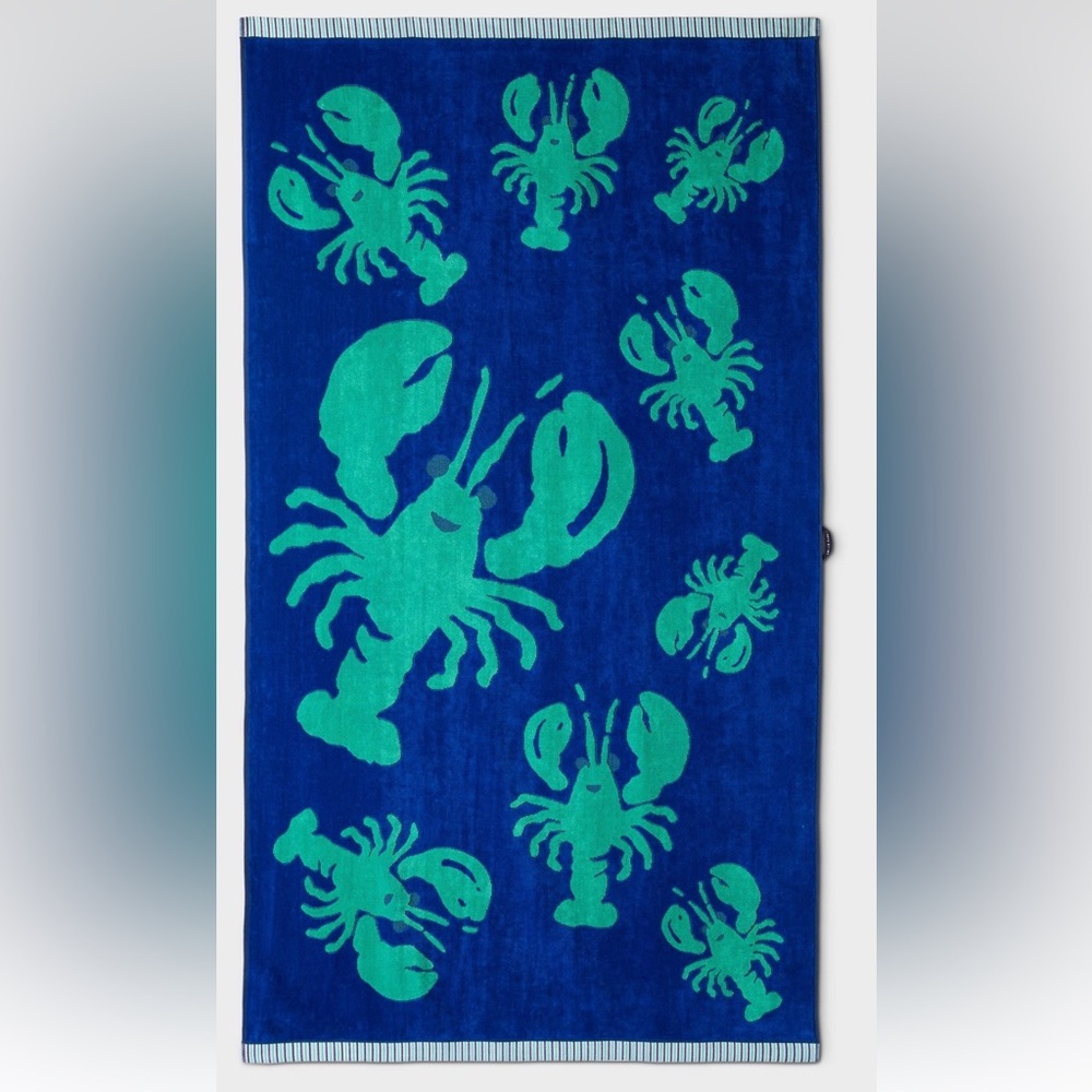Roller rabbit x target lobsters beach towel —cobalt blue